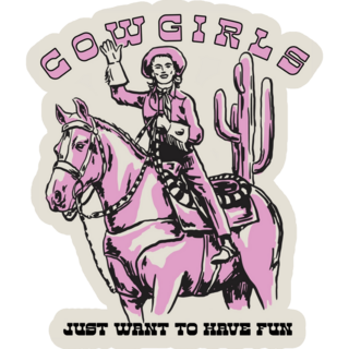 Retro Cowgirls Just Want To Have Fun Sticker 