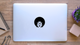 Retro Disco Woman 70s Hairstyle Sticker on a Laptop (New) example