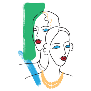 Retro Fashion Sketch In 20s Style Sticker