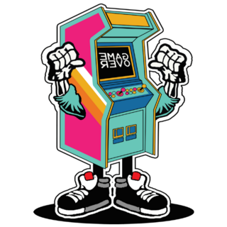 Retro Gaming Machine Character Sticker