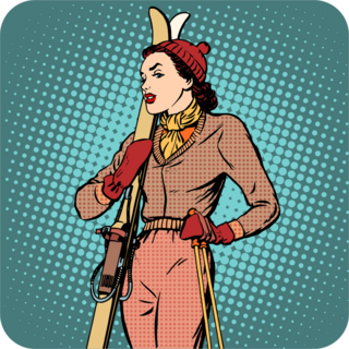 Retro Girl Skier Sticker
