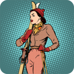 Retro Girl Skier Sticker
