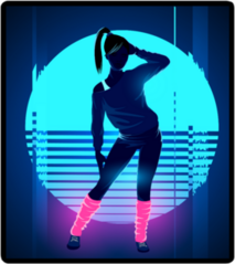 Retro Glowing Neon Dancing Lady Sticker