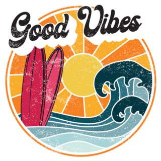 Retro Good Vibes California Surf Sticker