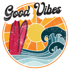 Retro Good Vibes California Surf Sticker