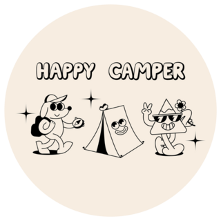 Retro Happy Camper Illustrations Sticker 