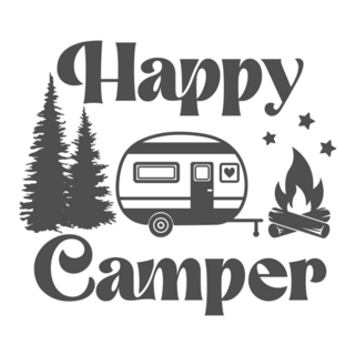 Retro Happy Camper RV Lettering Sticker