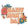 Retro Happy Moms Day Lettering Sticker