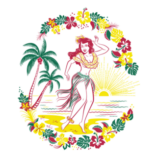 Retro Hawaiian Hula Girl Dancing Sticker