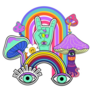 Retro Hippie Mushrooms And Eye Rainbow Sticker