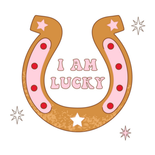 Retro Horseshoe I Am Lucky Sticker