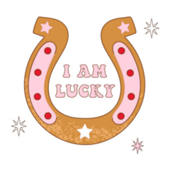 Retro Horseshoe I Am Lucky Sticker
