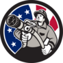 Retro Illustration Of American Firefighter Sticker