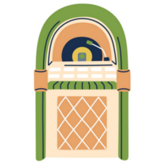 Retro Jukebox With Vinyl 1950s Illustration Sticker