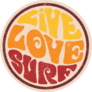 Retro Live Love Surf Circle Sticker