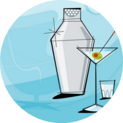 Retro Martini Vignette With Shaker And Shot Glass 50s Sticker