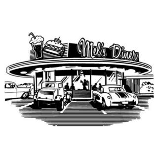 Retro Mels Diner 1950s Illustration Sticker
