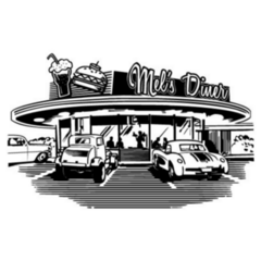 Retro Mels Diner 1950s Illustration Sticker