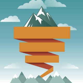 Retro Mountains With Ribbon Sticker