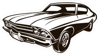 Retro Muscle Car Illustration Sticker