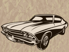 Retro Muscle Car Wrinkled Paper Sticker