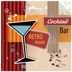 Retro Music Cocktail Bar 1950s Sticker