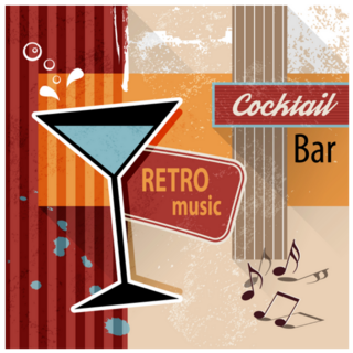 Retro Music Cocktail Bar 1950s Sticker