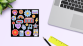 Retro Music Sticker Sheet on a Desk (New) example