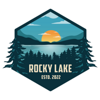 Retro Nature Emblem, Rocky Lake Sticker