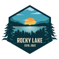 Retro Nature Emblem, Rocky Lake Sticker