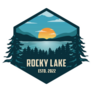 Retro Nature Emblem, Rocky Lake Sticker