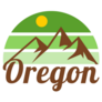 Retro Oregon Label With Mountains Sticker