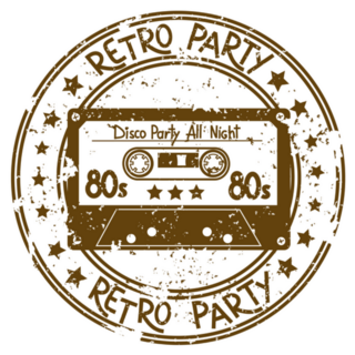 Retro Party 80s Cassette Tape Circle Sticker