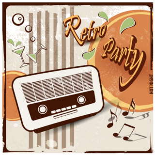 Retro Party Background With Old Radio - 50s Sticker