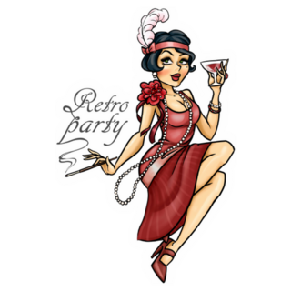 Retro Party Invitation Card Sexy 20s Woman Sticker