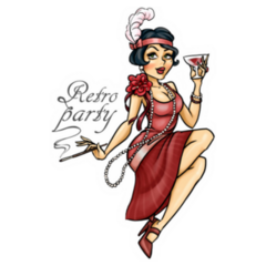 Retro Party Invitation Card Sexy 20s Woman Sticker