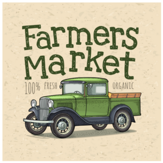 Retro Pickup Truck Farmers Market Sticker