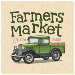 Retro Pickup Truck Farmers Market Sticker
