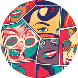 Retro Pin Up Girls Seamless Pattern All In Glasses Sticker