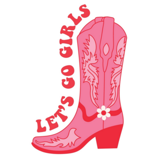 Retro Pink Cowgirl Boot Lets Go Girls Sticker 
