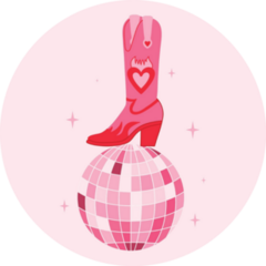 Retro Pink Cowgirl Boot On Disco Ball Sticker