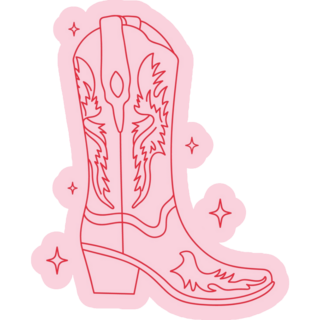Retro Pink Cowgirl Boot On Pink Sticker