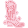 Retro Pink Cowgirl Boot On Pink Sticker