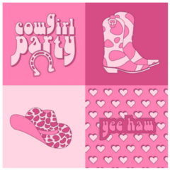 Retro Pink Cowgirl Square Sticker