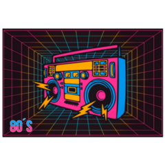 Retro Pop 80s Party Recorder Neon Sticker