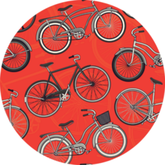Retro Pop And Vintage Bicycle Pattern On Red Sticker