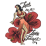 Retro Pop Art Hawaiian Hula Girl On Flowers Sticker 