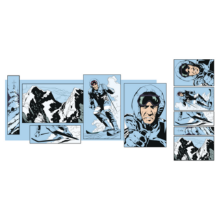 Retro Pop Art People Skiing Sticker