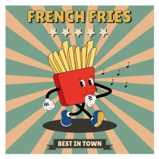 Retro Poster French Fries Best In Town Sticker 