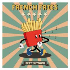 Retro Poster French Fries Best In Town Sticker 